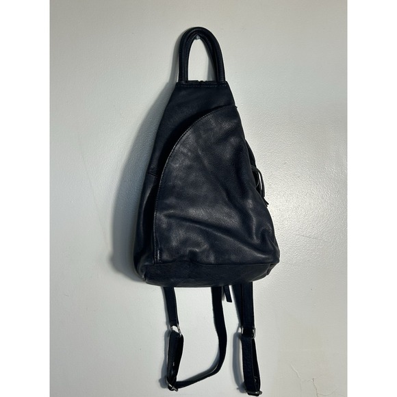 Free People We The Free Navy Blue Leather Camden Sling Backpack Handbag Bag - Picture 2 of 16